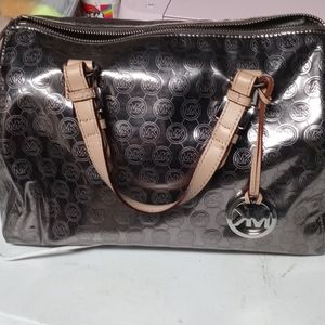 Michael Kors Large Grayson Metallic silver bag